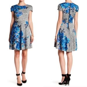 Betsey Johnson blue floral fit and flare dress